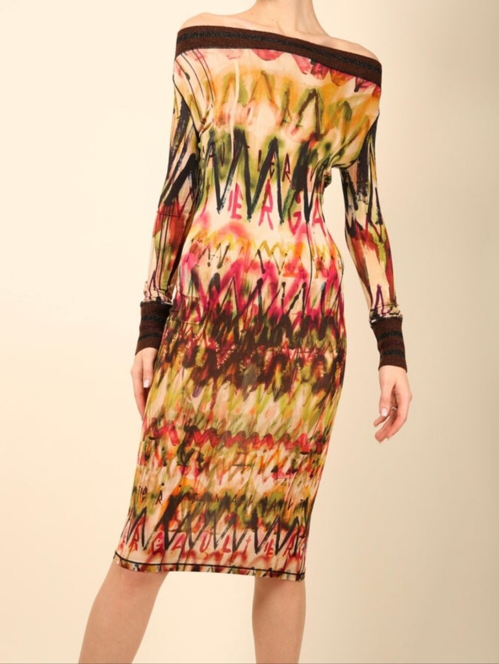Vintage Jean Paul Gaultier Watercolor Graffiti Dress